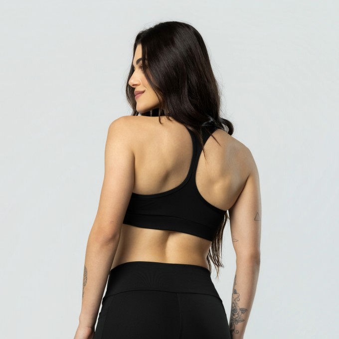Top Nadador Duplo Fitness Alta Sustentação Preto