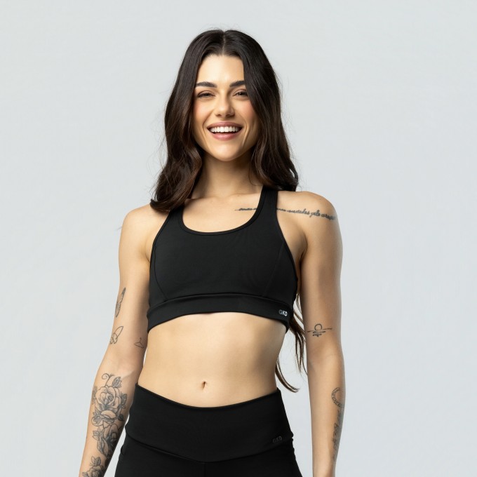 Top Nadador Duplo Fitness Alta Sustentação Preto
