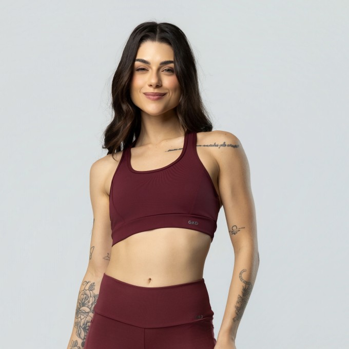Top Nadador Duplo Fitness Alta Sustentação Vinho