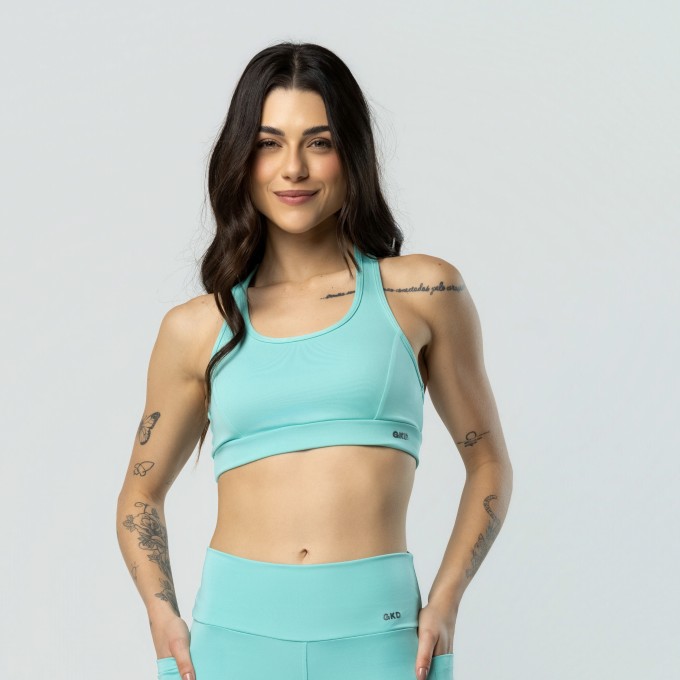 Top Nadador Duplo Fitness Alta Sustentação Verde