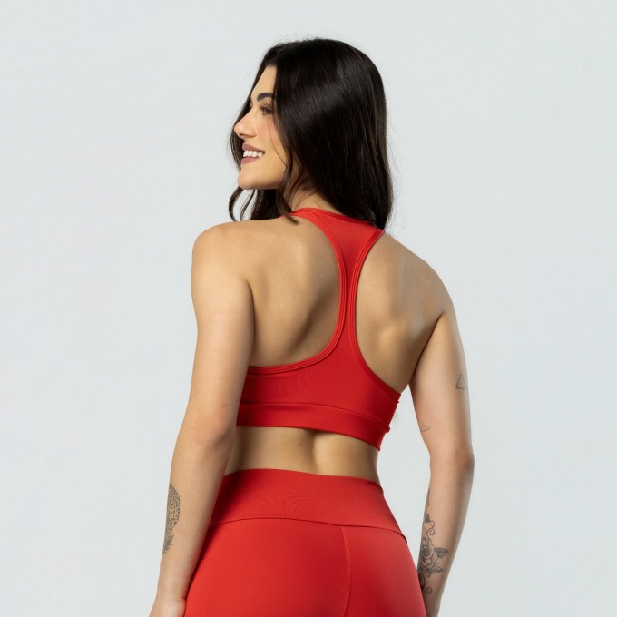 Top Nadador Duplo Fitness Alta Sustentação Vermelho