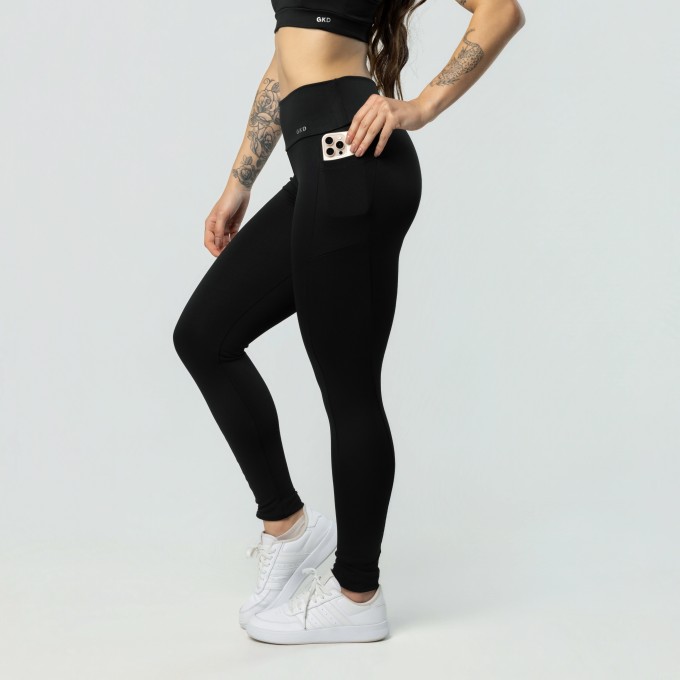 Calça Legging Com Bolsos Preta
