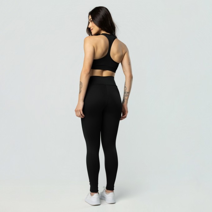 Calça Legging Com Bolsos Preta