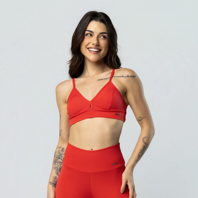 Top Decote em V Alcinha Vermelho
