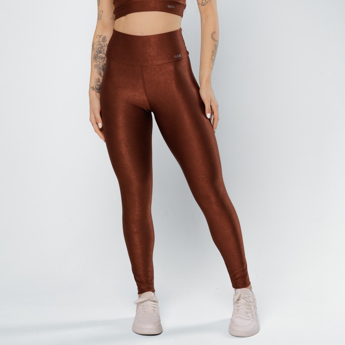 Calça Legging Canelada Poliamida Glow Marrom