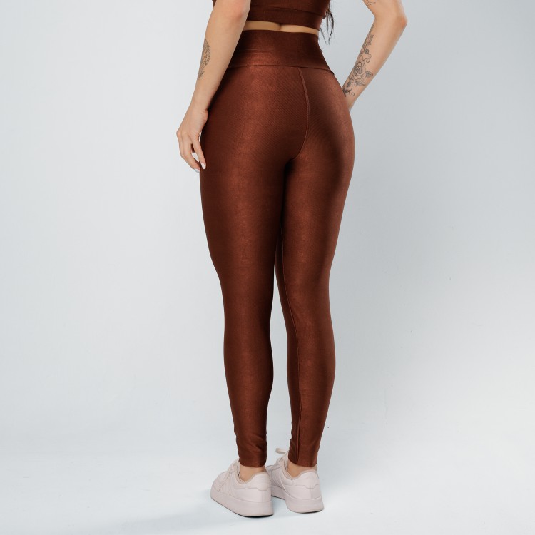 Calça Legging Canelada Poliamida Glow Marrom