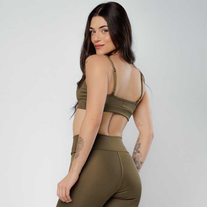 Top Duplo Cruzado Suplex Verde Militar