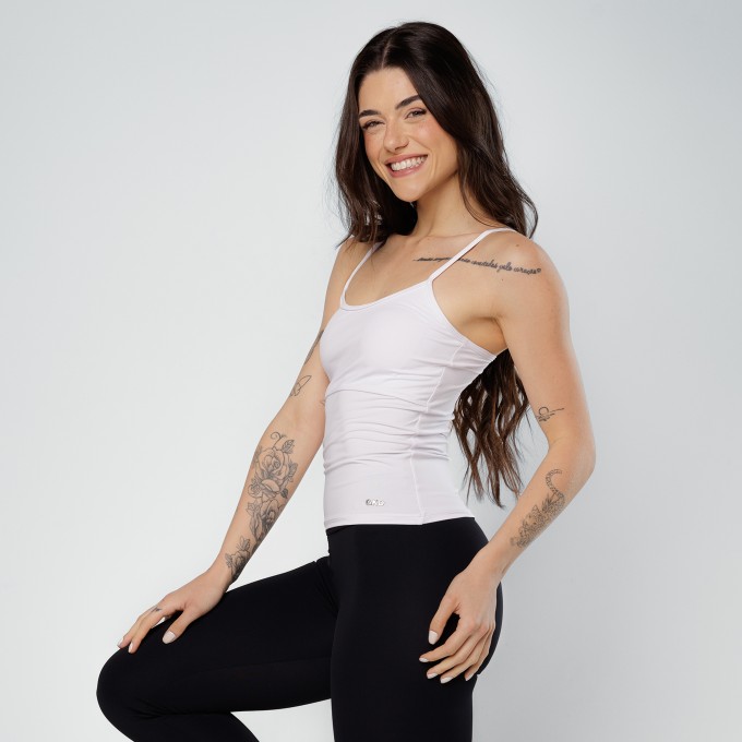 Blusa Regata  Alça Regulável Poliamida Branca