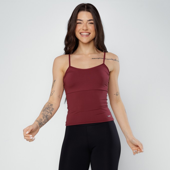 Blusa Regata  Alça Regulável Poliamida Vinho