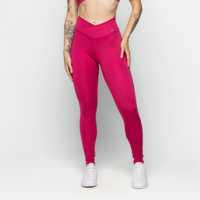 Calça Legging Cós Cruzado Rosa
