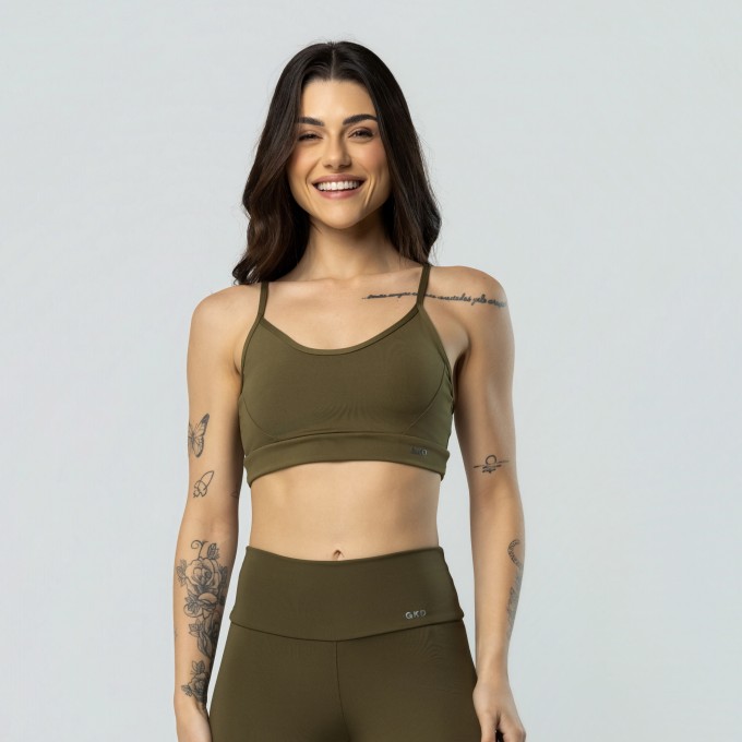 Top Alcinha Alta Sustentação Verde Militar
