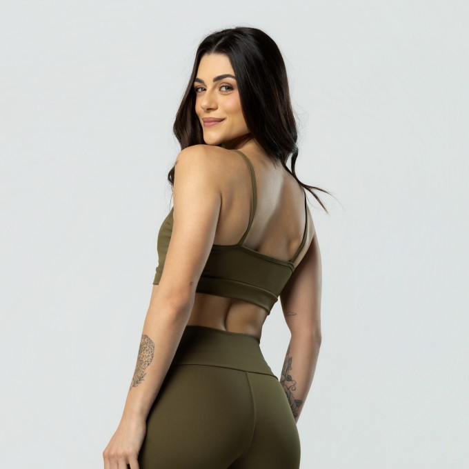 Top Alcinha Alta Sustentação Verde Militar