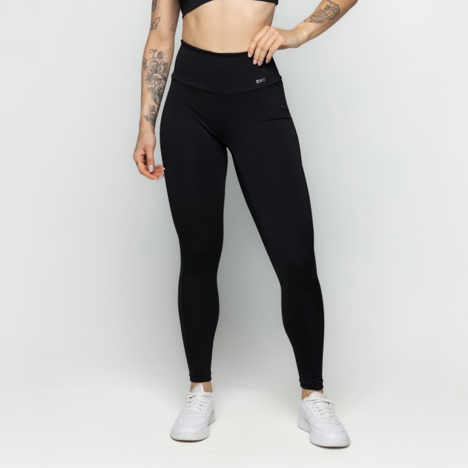 Calça Legging Sem Costura Na Frente Preta