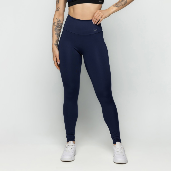 Calça Legging Sem Costura Na Frente Marinho
