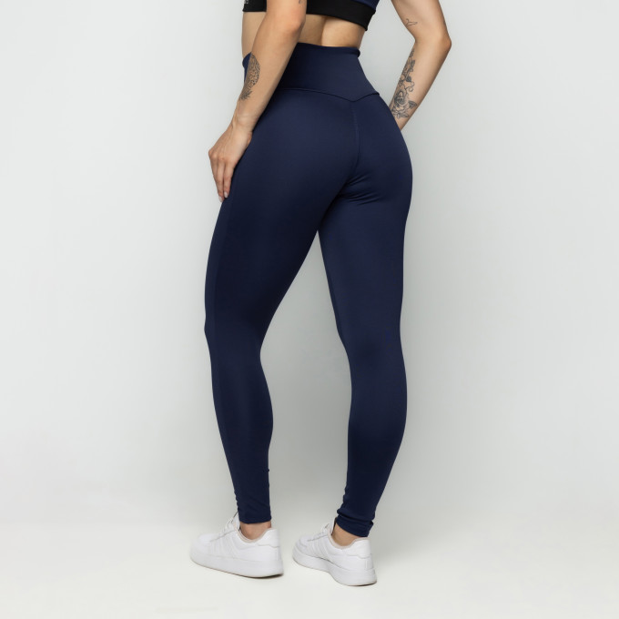 Calça Legging Sem Costura Na Frente Marinho