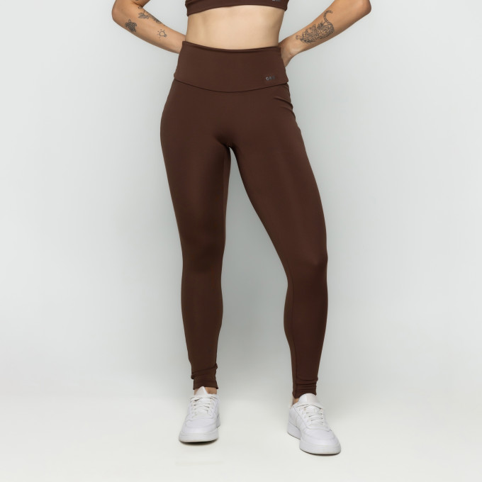 Calça Legging Sem Costura Na Frente Café