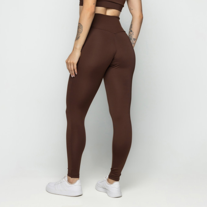 Calça Legging Sem Costura Na Frente Café
