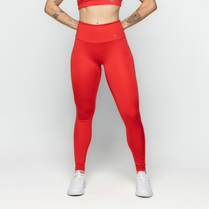 Calça Legging Sem Costura Na Frente Vermelha