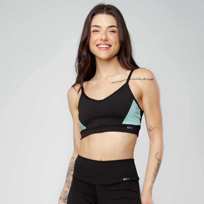 Top Alcinha Black Collor Preto e Verde
