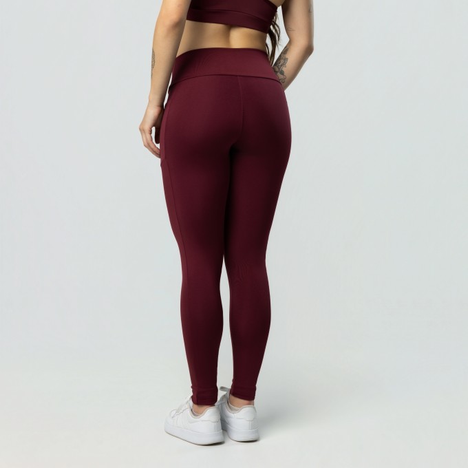 Calça Legging Com Bolsos Vinho