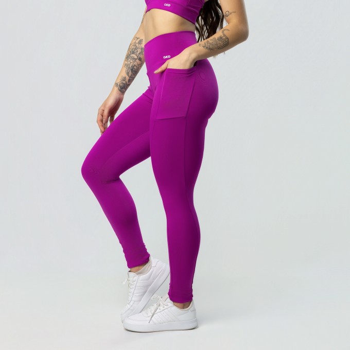 Calça Legging Com Bolsos Fúscia