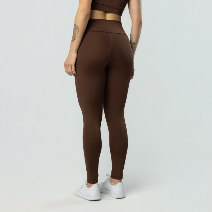 Calça Legging Com Bolsos Café