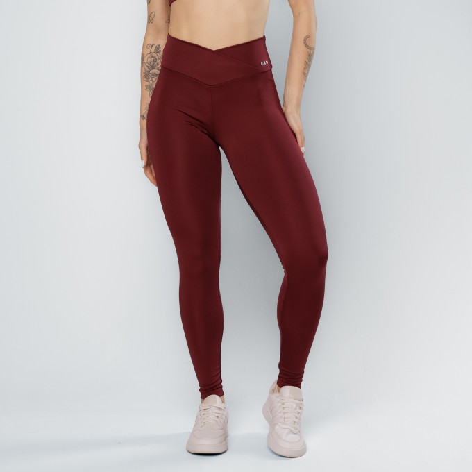 Calça Legging Cós Cruzado Vinho