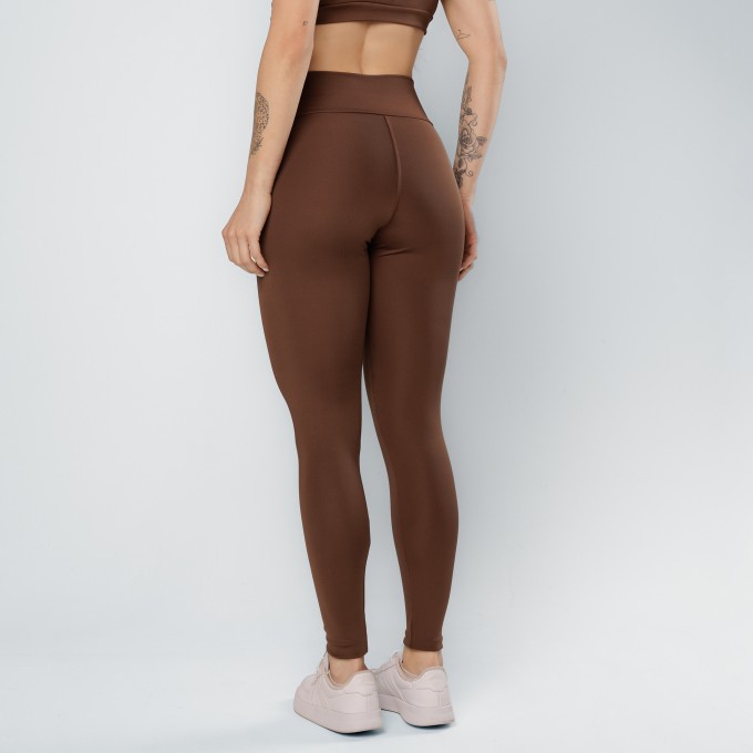 Calça Legging Cós Cruzado Café