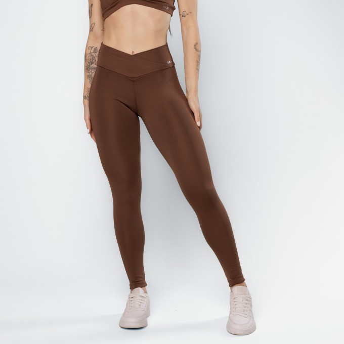 Calça Legging Cós Cruzado Café