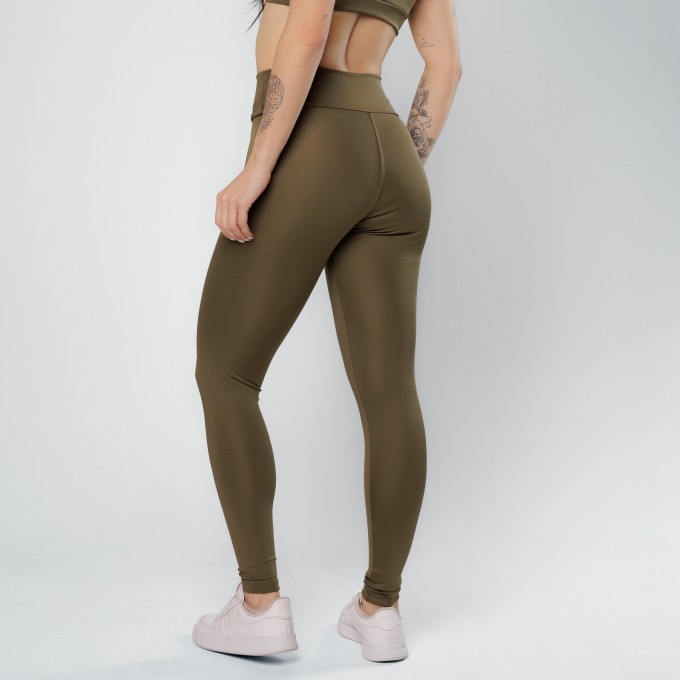 Calça Legging Cós Cruzado Verde Militar