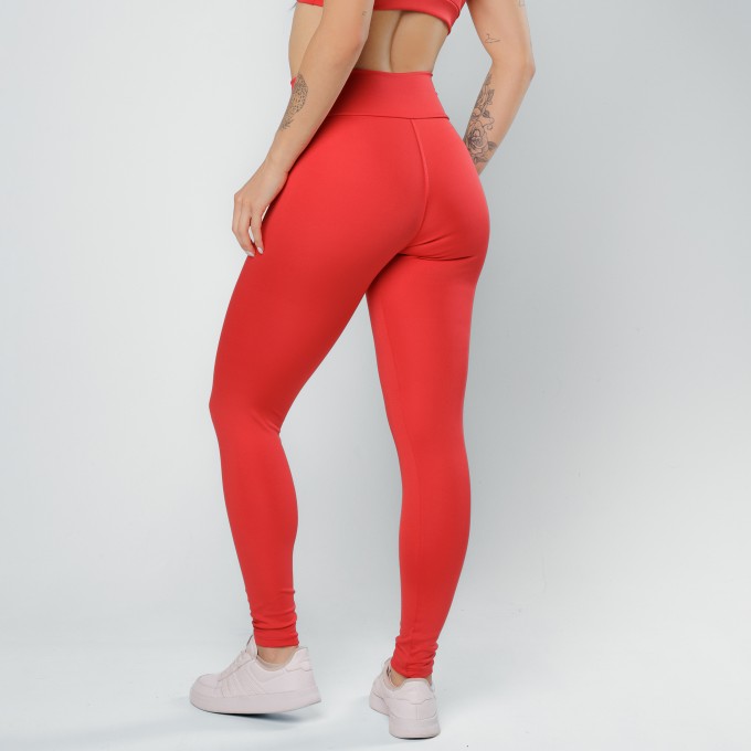 Calça Legging Cós Cruzado Vermelha
