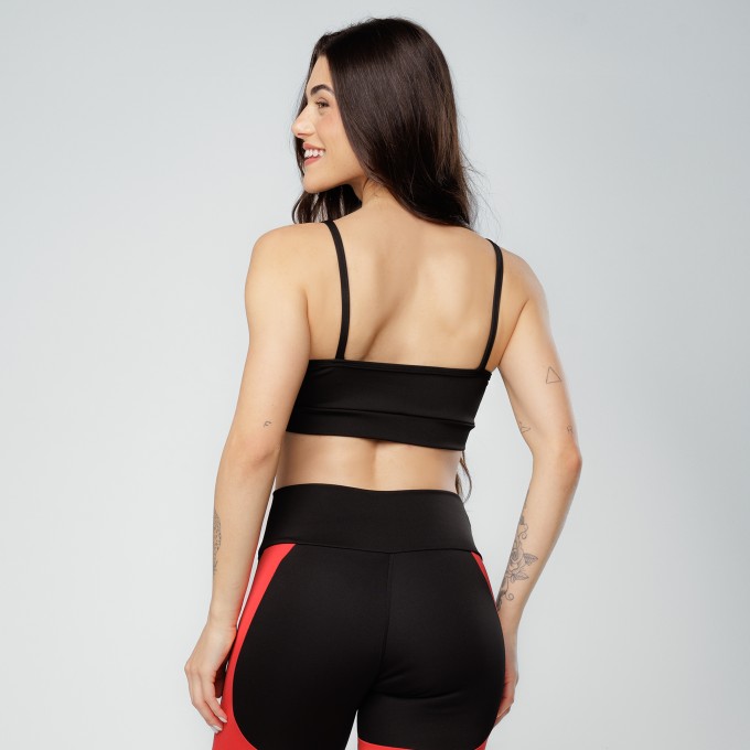 Top Alcinha Black Collor Preto e Vermelho