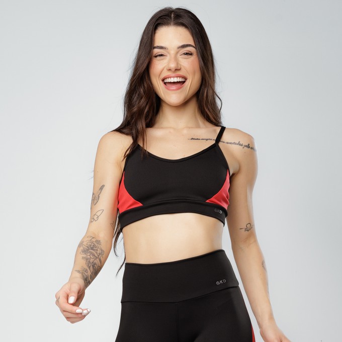 Top Alcinha Black Collor Preto e Vermelho