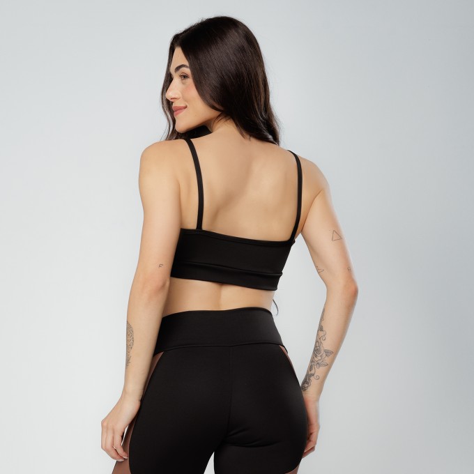 Top Alcinha Black Collor Preto e Marrom