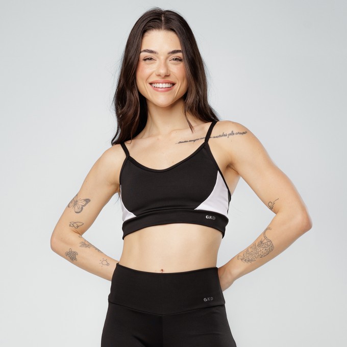 Top Alcinha Black Collor Preto e Branco