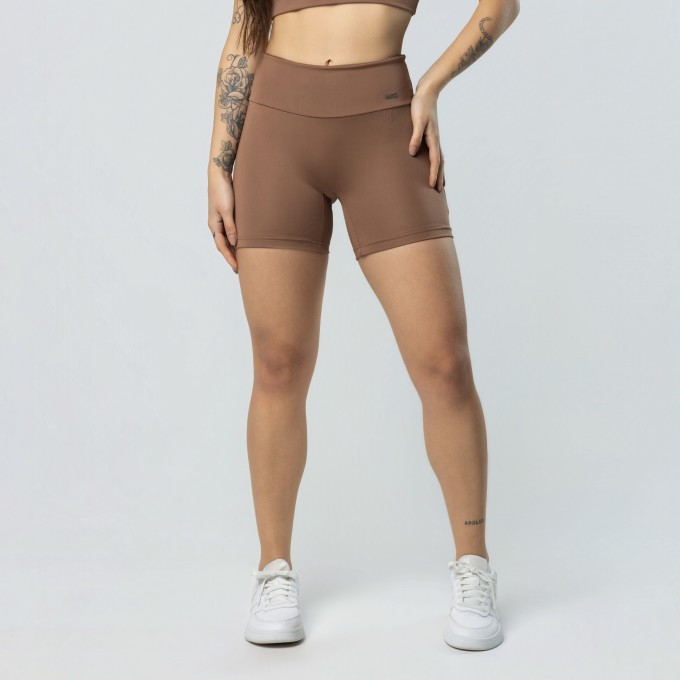 Short Sem Costura Na Frente Fitness Marrom