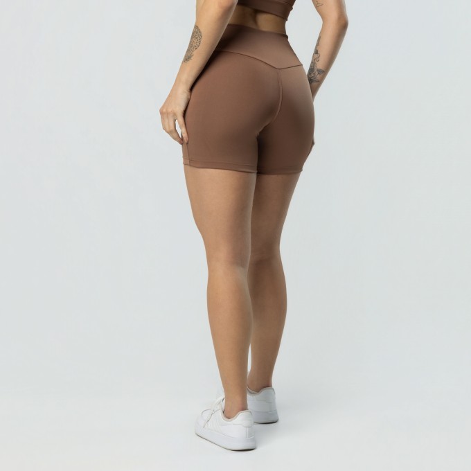 Short Sem Costura Na Frente Fitness Marrom