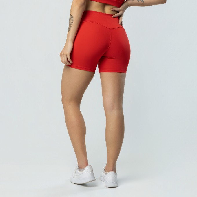 Short Sem Costura Na Frente Fitness Vermelho