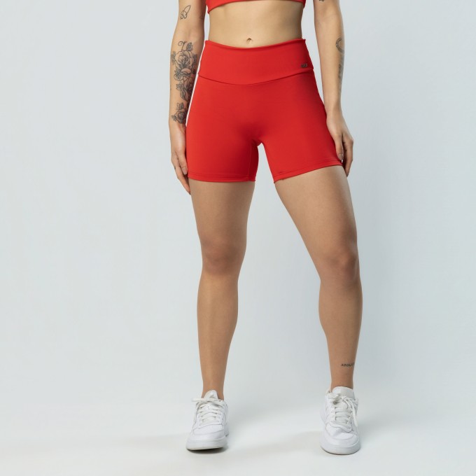 Short Sem Costura Na Frente Fitness Vermelho