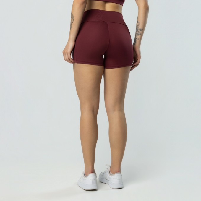 Short Com Bolsos Laterais Vinho