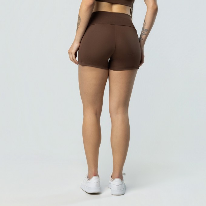 Short Com Bolsos Laterais Café