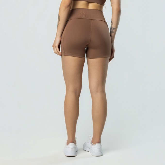 Short Com Bolsos Laterais Marrom