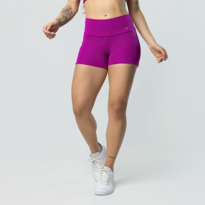 Short Com Bolsos Laterais Fúscia