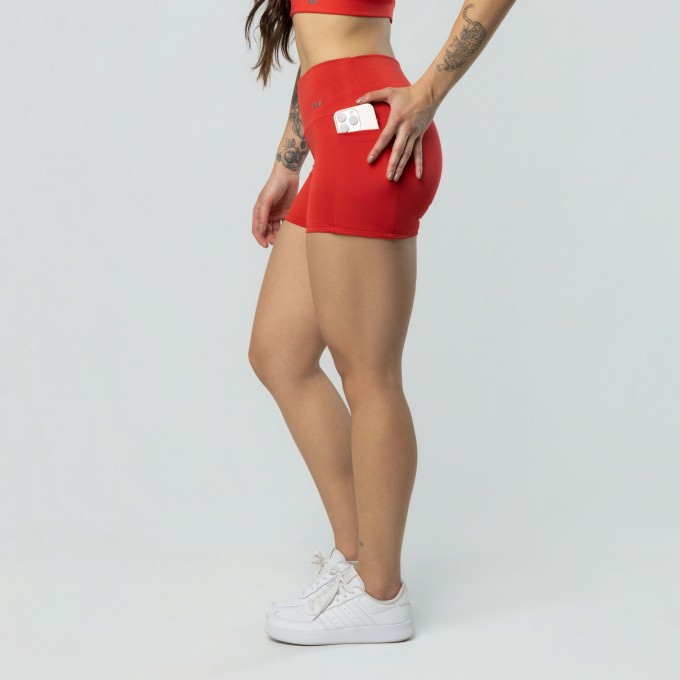 Short Com Bolsos Laterais Vermelho